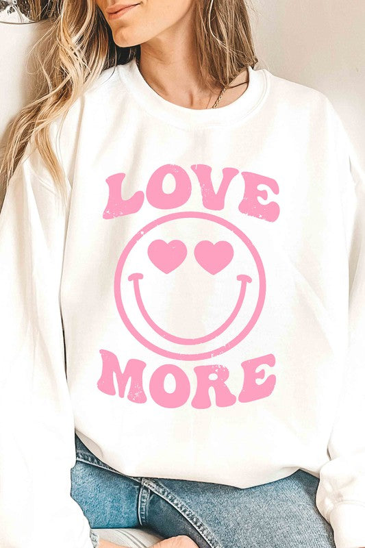 Love More Happy Face Graphic Sweatshirt