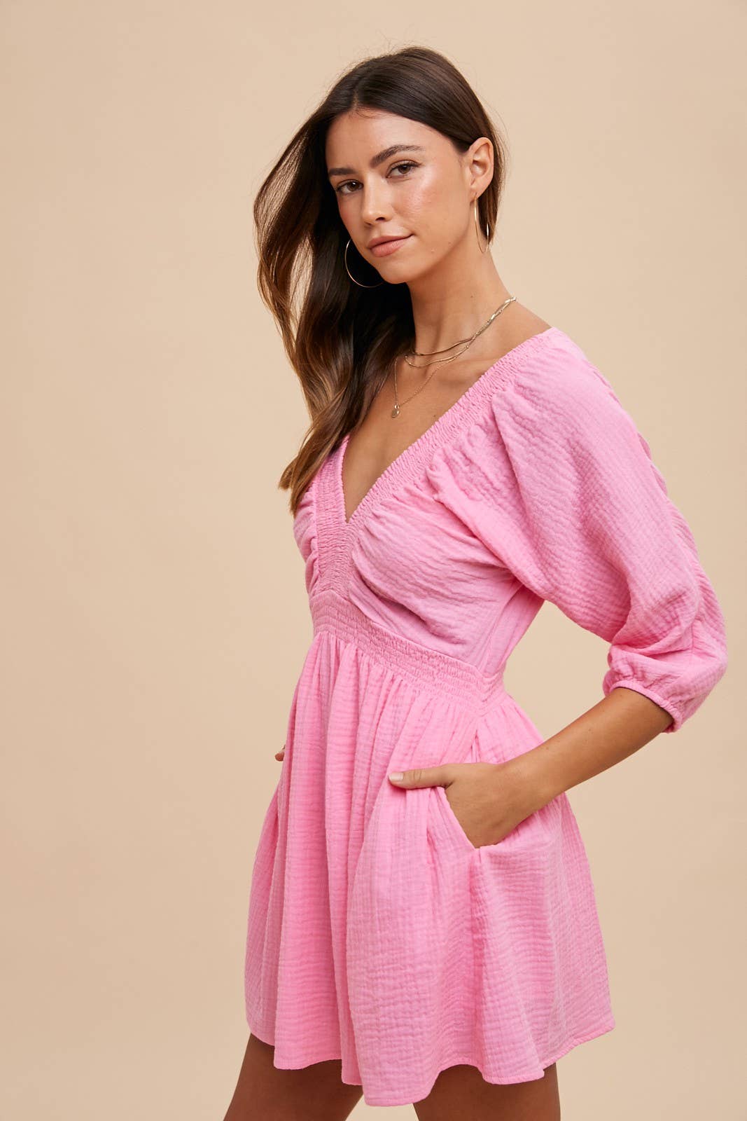 Candy Pink Smocked Romper