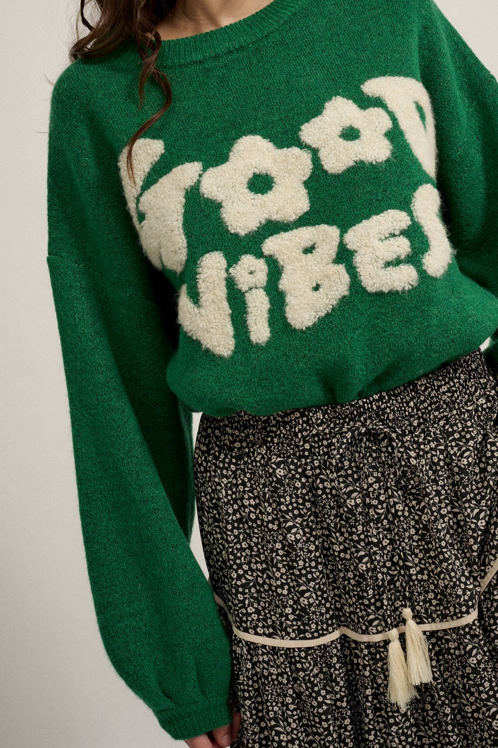 Good Vibes Round Neck Oversized Sweater