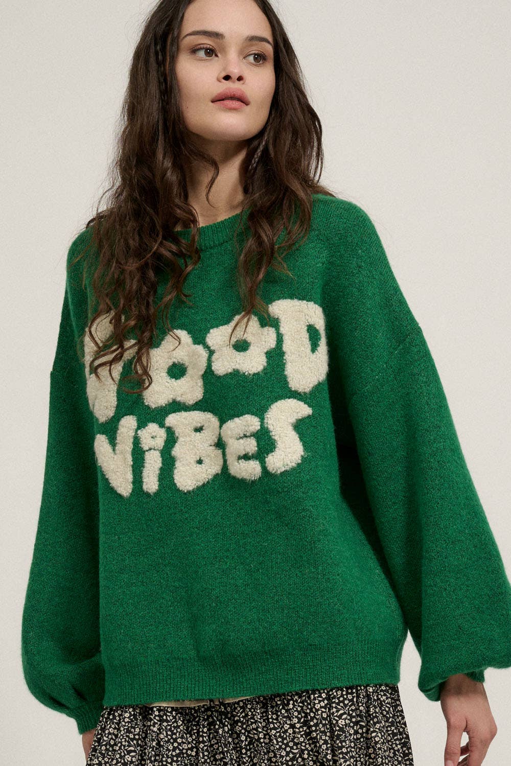 Good Vibes Round Neck Oversized Sweater